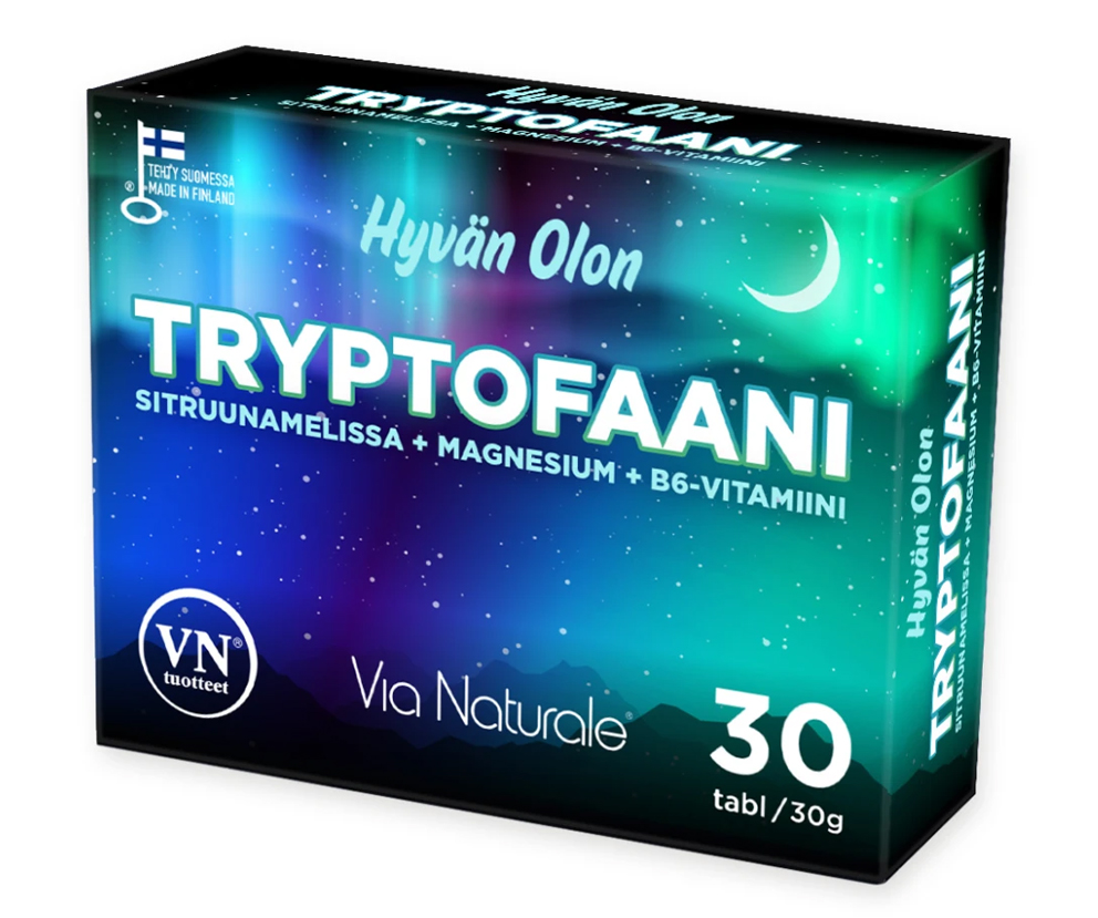 Hyvän Olon Tryptofaani+Sitruunamelissa+Magnesium+B6-vitamiini 30 tabl